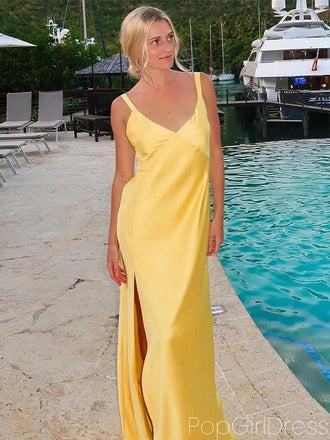 Soft Spaghetti Strap Sleeveless Mermaid Satin Long Prom Dresses For Party, PG810