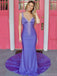 Elegant Spaghetti Strap V-neck Mermaid Sleeveless With Trailing Long Prom Dresses For Party, PG112