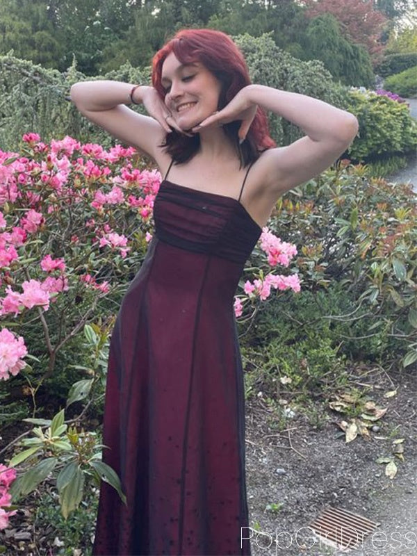 Sexy Spaghetti Strap Sleeveless Mermaid Satin Long Prom Dresses For Party, PG768