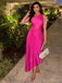 Formal Asymmetric Sleeveless Mermaid Satin Long Prom Dresses For Party, PG675
