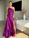 Sexy One-shoulder Sleeveless Mermaid Satin Long Prom Dresses For Party, PG738