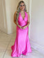 Sexy Halter Strap V-neck Mermaid Sleeveless With Trailing Long Prom Dresses For Party, PG124