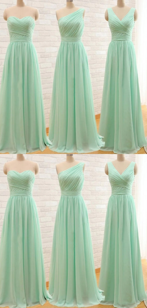 Formal Mismatched Sleeveless A-line Long Chiffon Bridesmaid Dresses For Wedding Party, PGB23