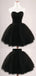 Elegant Sweetheart Sleeveless A-line Short Black Homecoming Dresses For Wedding Party, PGH15