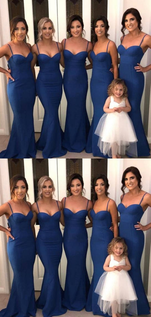 Sexy Spaghetti Strap Sleeveless Mermaid Long Bridesmaid Dresses For Wedding Party, PGB28