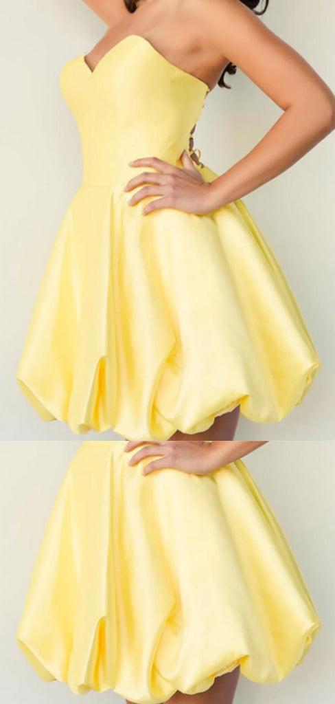 Popular Sweetheart Sleeveless Yellow Short A-line Homecoming Dresses, PGH27