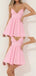 Sexy Spaghetti Strap Sleeveless Short A-line Pink Homecoming Dresses, PGH36