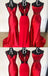 Sexy Mismatched Red Sleeveless Mermaid Long Bridesmaid Dresses, PGB02