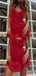 Sexy V-neck Sleeveless Short A-line Red Homecoming Dresses For Party, PGH96