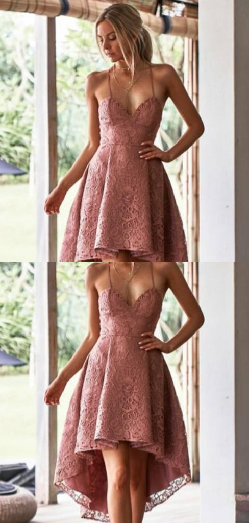 Elegant Spaghetti Strap Sleeveless Knee-length A-line Homecoming Dresses, PGH39