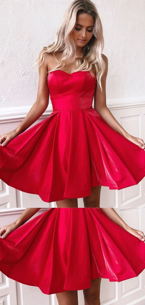 Gorgeous Sweetheart Sleeveless Short A-line Red Homecoming Dresses For Party, PGH82