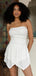 Casual Sweetheart Sleeveless Short A-line White Homecoming Dresses, PGH50