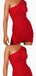 Sexy One-shoulder Sleeveless Red Short Mermaid Homecoming Dresses, PGH21