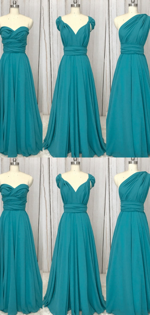 Formal Mismatched Sleeveless A-line Long Bridesmaid Dresses For Wedding Party, PGB21