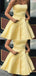 Casual Sweetheart Sleeveless Short Yellow A-line Homecoming Dresses, PGH25