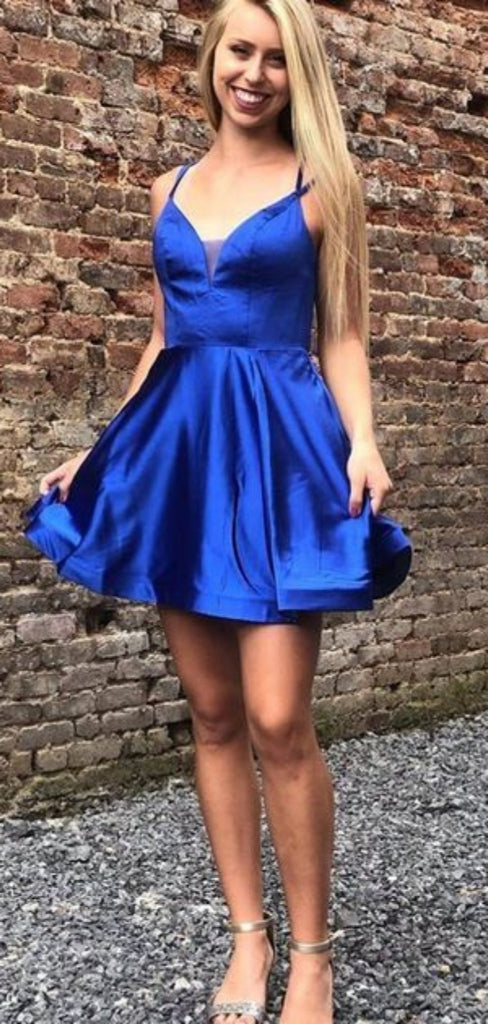 Casual V-neck Sleeveless Short A-line Homecoming Dresses For Party, PGH84