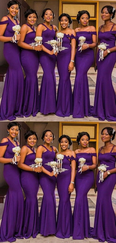 Sexy Mismatched Sleeveless Mermaid Long Bridesmaid Dresses For Wedding Party, PGB14