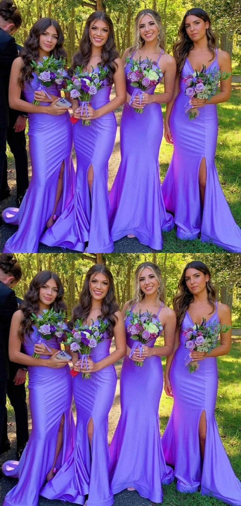 Sexy Spaghetti Strap Mismatched Sleeveless Mermaid Long Bridesmaid Dresses For Wedding Party, PGB32