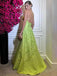 Formal V-neck Sleeveless A-line Satin Long Prom Dresses For Party, PG854
