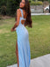Sexy Spaghetti Strap Sleeveless Mermaid Satin Long Prom Dresses For Party, PG811