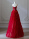 Gorgeous Spaghetti Strap Sleeveless A-line Red Zipper Back Long Prom Dresses , PG05