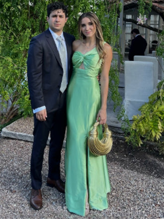 Sexy One-shoulder Sleeveless Mermaid Satin Long Prom Dresses For Party, PG870