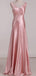 Gorgeous V-neck Sleeveless A-line Pink Prom Dresses For Wedding Party, PG35