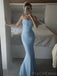 Sexy Spaghetti Strap Sleeveless Mermaid Satin Long Prom Dresses For Party, PG862