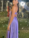 Soft Halter Sleeveless A-line Satin Long Prom Dresses For Party, PG849