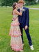 Cute Spaghetti Strap Sleeveless A-line Satin Long Prom Dresses For Party, PG804