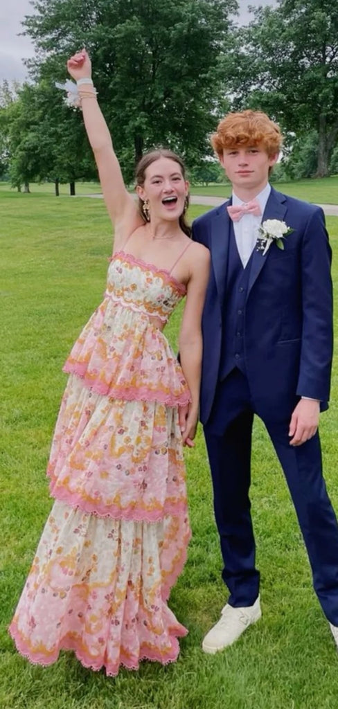 Cute Spaghetti Strap Sleeveless A-line Satin Long Prom Dresses For Party, PG804