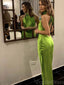 Sexy Halter Sleeveless Mermaid Satin Long Prom Dresses For Party, PG843