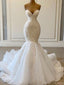 Gorgeous Sweetheart Sleeveless Mermaid White Wedding Dresses With Trailing, PGW08