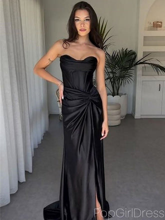Sexy Sweetheart Sleeveless Mermaid Satin Long Prom Dresses For Party, PG812