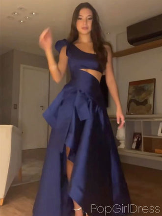 Formal One-shoulder Sleeveless Mermaid Satin Long Prom Dresses For Party, PG897