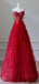 Gorgeous Spaghetti Strap Sleeveless A-line Red Zipper Back Long Prom Dresses , PG05