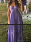 Soft Halter Sleeveless A-line Satin Long Prom Dresses For Party, PG849