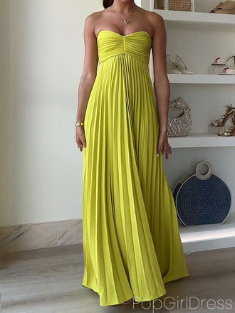 Soft Sweetheart Sleeveless A-line Chiffon Long Prom Dresses For Party, PG890