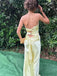 Soft V-neck Sleeveless Mermaid Satin Long Prom Dresses For Party, PG805