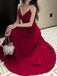 Elegant V-neck Sleeveless Mermaid Satin Long Prom Dresses For Party, PG771