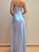 Elegant Spaghetti Strap Sleeveless Mermaid Satin Long Prom Dresses For Party, PG764