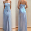 Elegant Spaghetti Strap Sleeveless Mermaid Satin Long Prom Dresses For Party, PG764