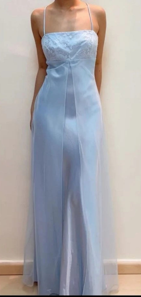 Elegant Spaghetti Strap Sleeveless Mermaid Satin Long Prom Dresses For Party, PG764