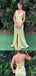 Soft V-neck Sleeveless Mermaid Satin Long Prom Dresses For Party, PG805