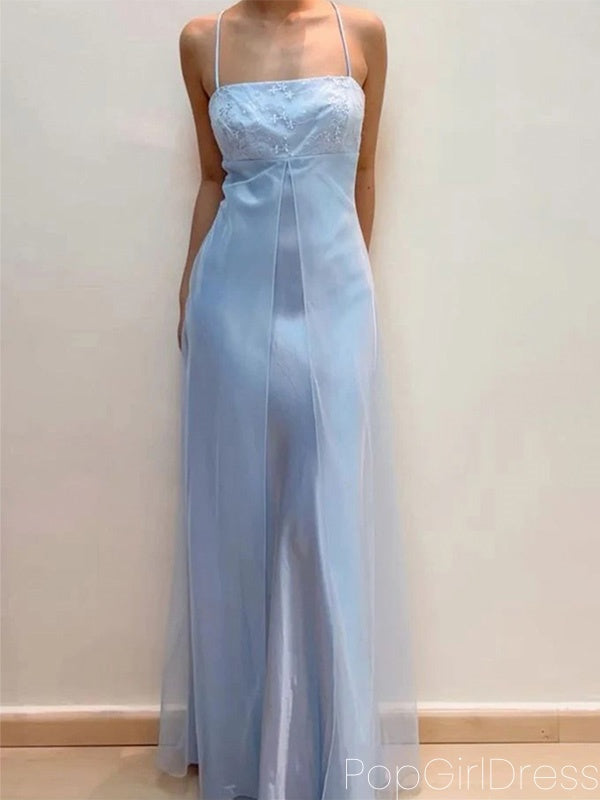 Elegant Spaghetti Strap Sleeveless Mermaid Satin Long Prom Dresses For Party, PG764