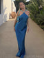 Soft Halter Sleeveless Mermaid Satin Long Prom Dresses For Party, PG942