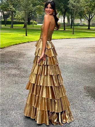 Formal Sweetheart Sleeveless A-line Satin Long Prom Dresses For Party, PG813