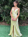 Soft V-neck Sleeveless Mermaid Satin Long Prom Dresses For Party, PG805