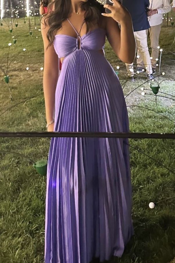 Soft Halter Sleeveless A-line Satin Long Prom Dresses For Party, PG849