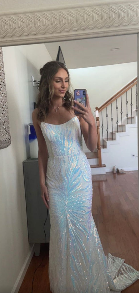 Shiny Sweetheart Sleeveless Mermaid Sequin Long Prom Dresses For Party, PG873